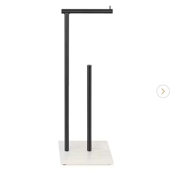 Free Standing Toilet Paper Holder with Wood Base, Black NWT - Picture 2 of 3